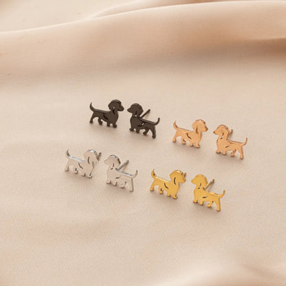 1 Pair Cute Simple Style Dog Polishing 304 Stainless Steel 18K Gold Plated Ear Studs