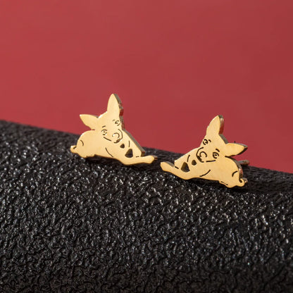 1 Pair Cute Simple Style Dog Polishing 304 Stainless Steel 18K Gold Plated Ear Studs