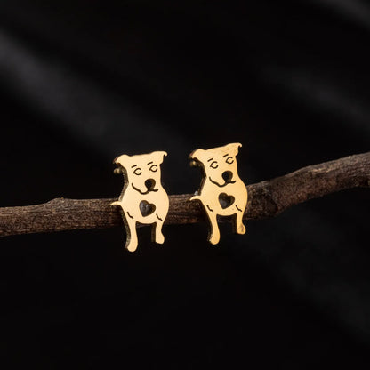 1 Pair Cute Simple Style Dog Polishing 304 Stainless Steel 18K Gold Plated Ear Studs