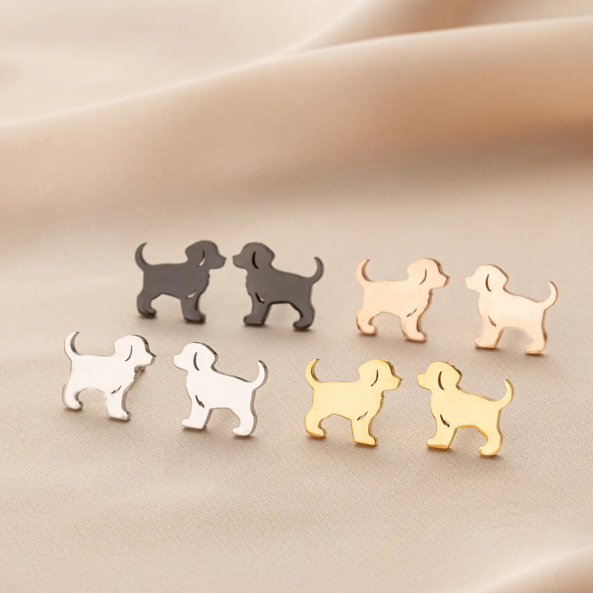 1 Pair Cute Simple Style Dog Polishing 304 Stainless Steel 18K Gold Plated Ear Studs