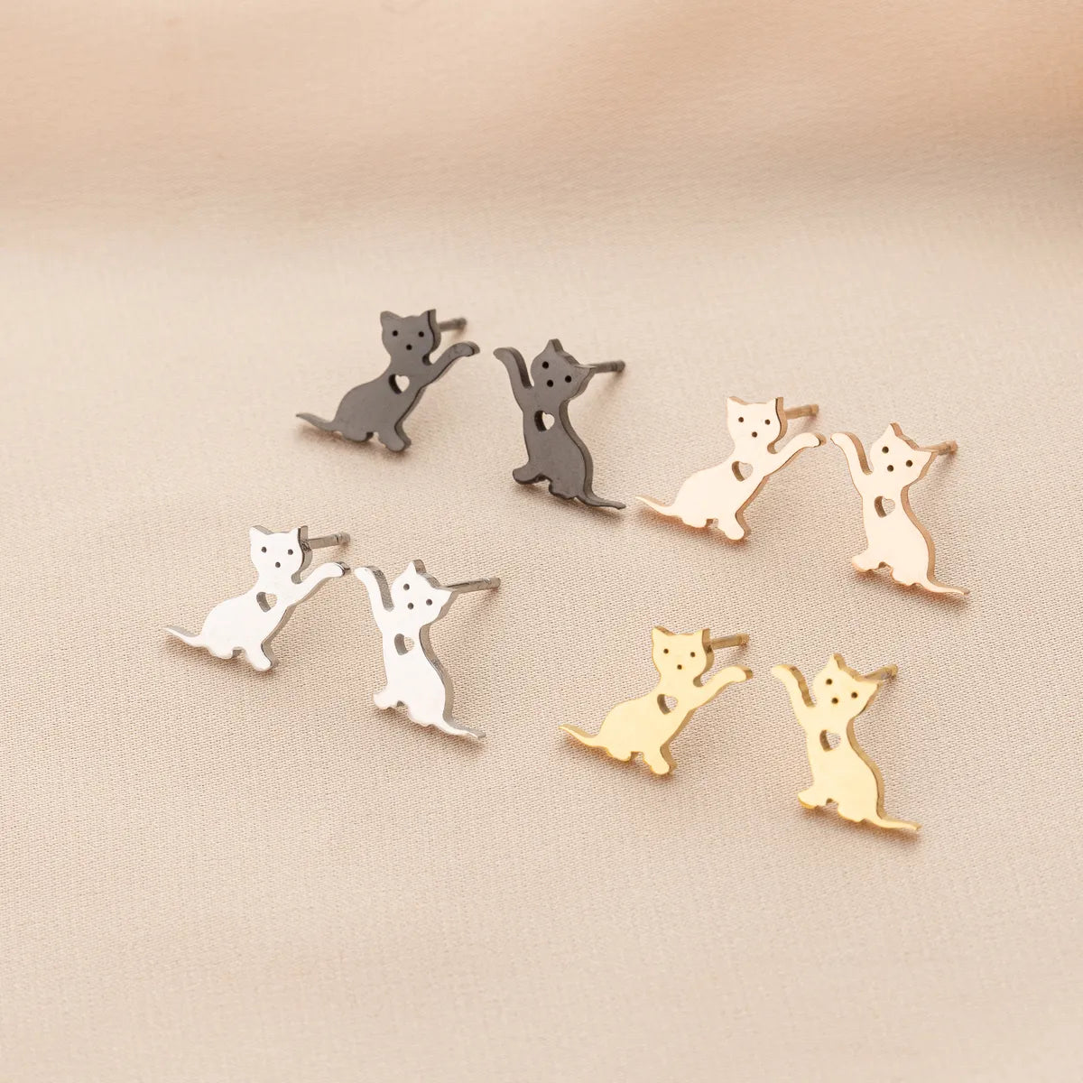 1 Pair Cute Simple Style Dog Polishing 304 Stainless Steel 18K Gold Plated Ear Studs