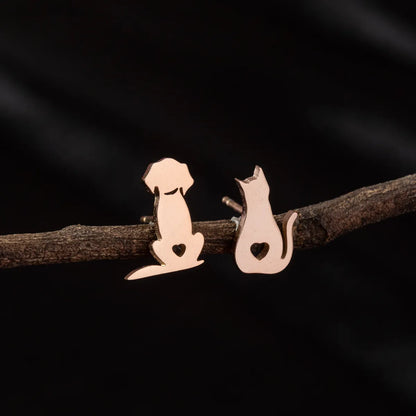 1 Pair Cute Simple Style Dog Polishing 304 Stainless Steel 18K Gold Plated Ear Studs