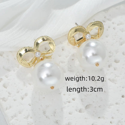 1 Pair Cute Simple Style Geometric Bow Knot Alloy Ear Studs