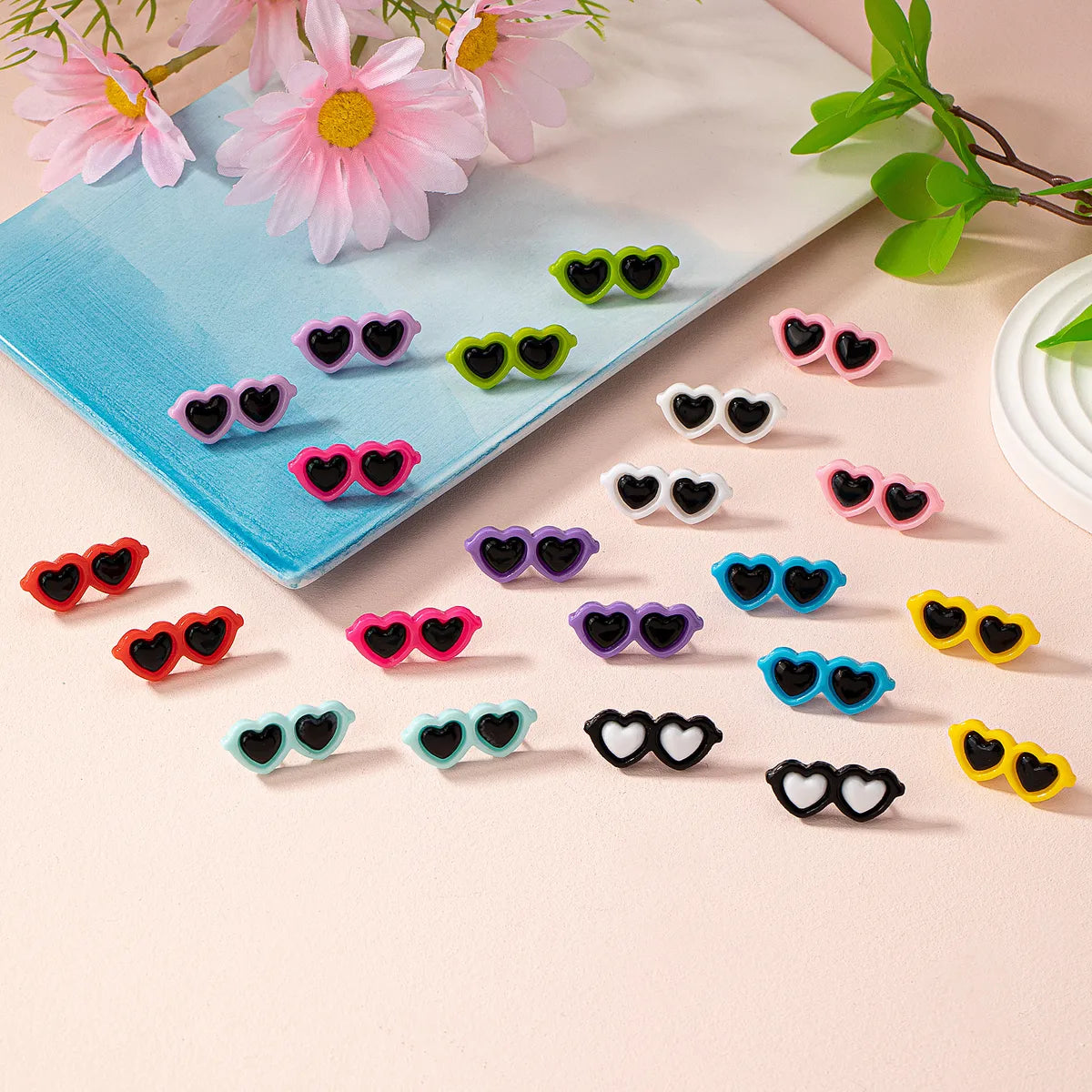 1 Pair Cute Simple Style Glasses Arylic Ear Studs