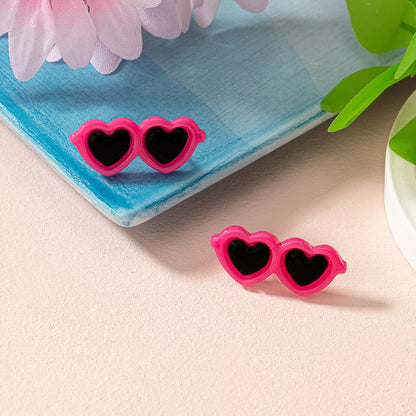 1 Pair Cute Simple Style Glasses Arylic Ear Studs