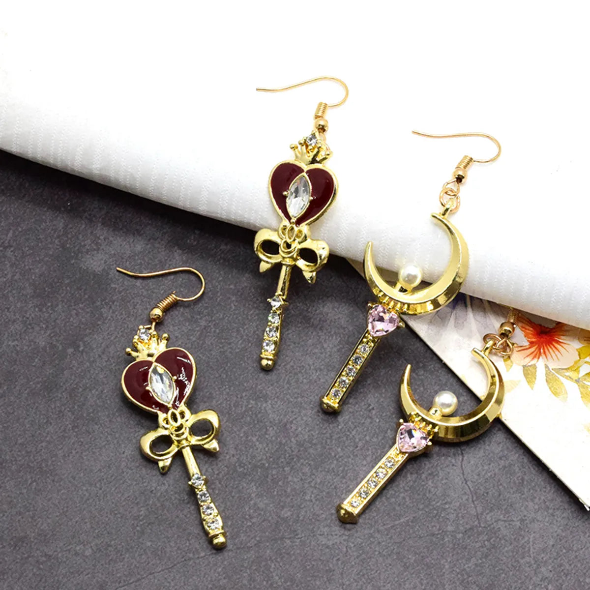 1 Pair Cute Simple Style Heart Shape Inlay Alloy Zircon Drop Earrings