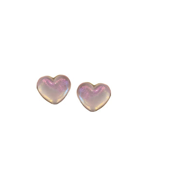 1 Pair Cute Simple Style Heart Shape Inlay Copper Alloy Acrylic Ear Studs