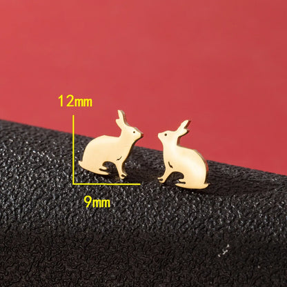 1 Pair Cute Simple Style Rabbit Polishing 304 Stainless Steel 18K Gold Plated Ear Studs