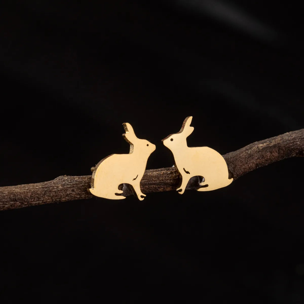 1 Pair Cute Simple Style Rabbit Polishing 304 Stainless Steel 18K Gold Plated Ear Studs