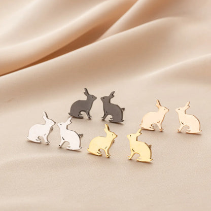 1 Pair Cute Simple Style Rabbit Polishing 304 Stainless Steel 18K Gold Plated Ear Studs