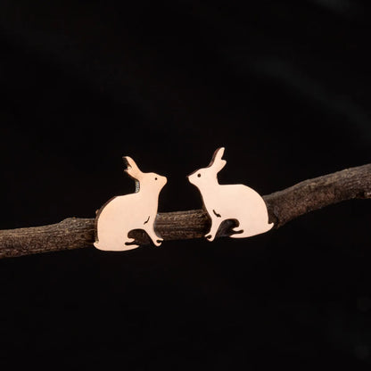 1 Pair Cute Simple Style Rabbit Polishing 304 Stainless Steel 18K Gold Plated Ear Studs