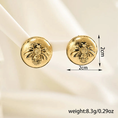 1 Pair Cute Simple Style Round Bee Zinc Alloy Ear Studs