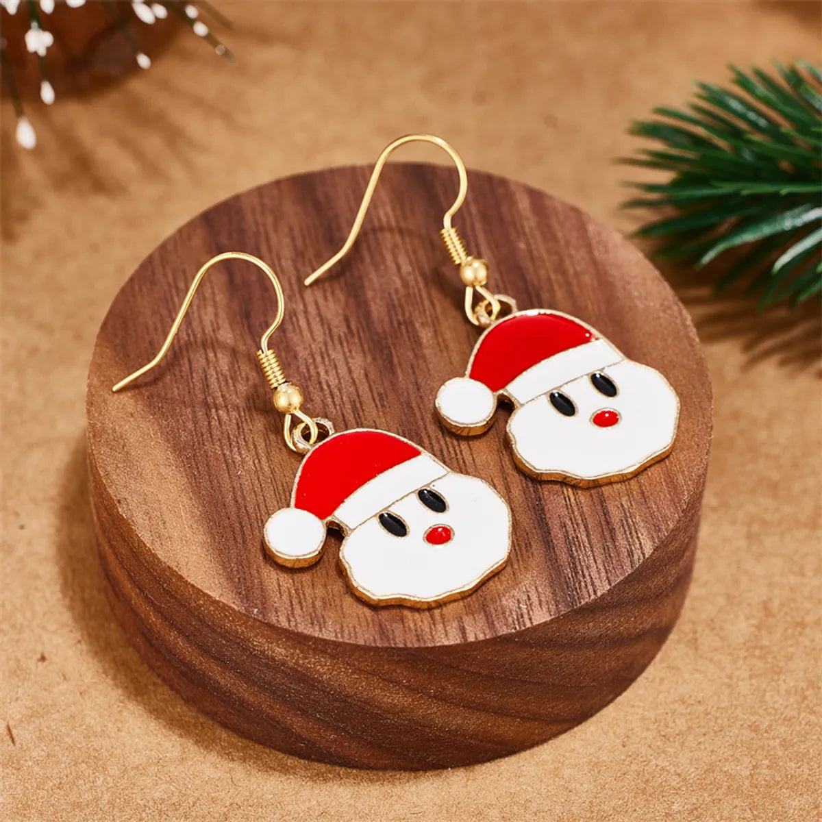 1 Pair Cute Simple Style Santa Claus 304 Stainless Steel 18K Gold Plated Drop Earrings