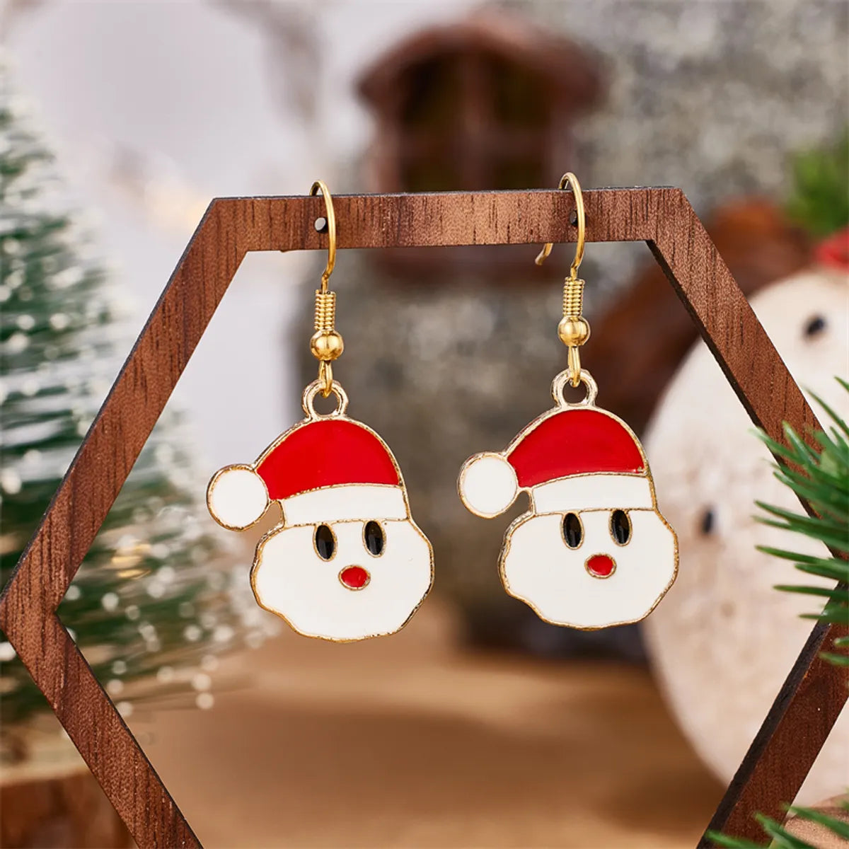 1 Pair Cute Simple Style Santa Claus 304 Stainless Steel 18K Gold Plated Drop Earrings