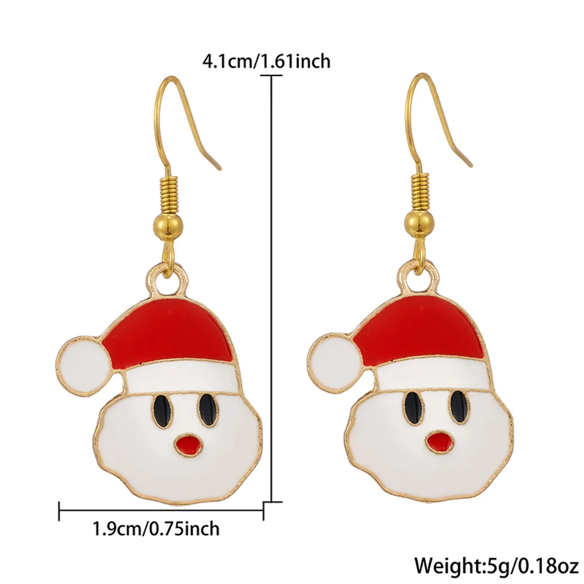 1 Pair Cute Simple Style Santa Claus 304 Stainless Steel 18K Gold Plated Drop Earrings