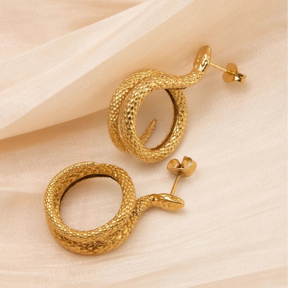 1 Pair Cute Simple Style Snake Plating 304 Stainless Steel 18K Gold Plated Ear Studs