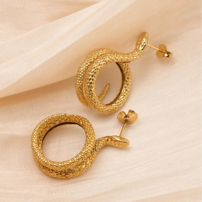 1 Pair Cute Simple Style Snake Plating 304 Stainless Steel 18K Gold Plated Ear Studs