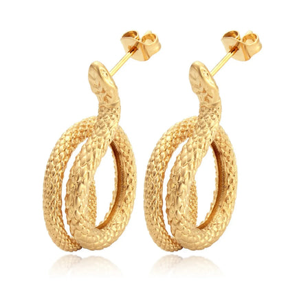 1 Pair Cute Simple Style Snake Plating 304 Stainless Steel 18K Gold Plated Ear Studs