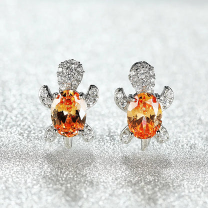 1 Pair Cute Simple Style Tortoise Plating Inlay Copper Zircon Ear Studs