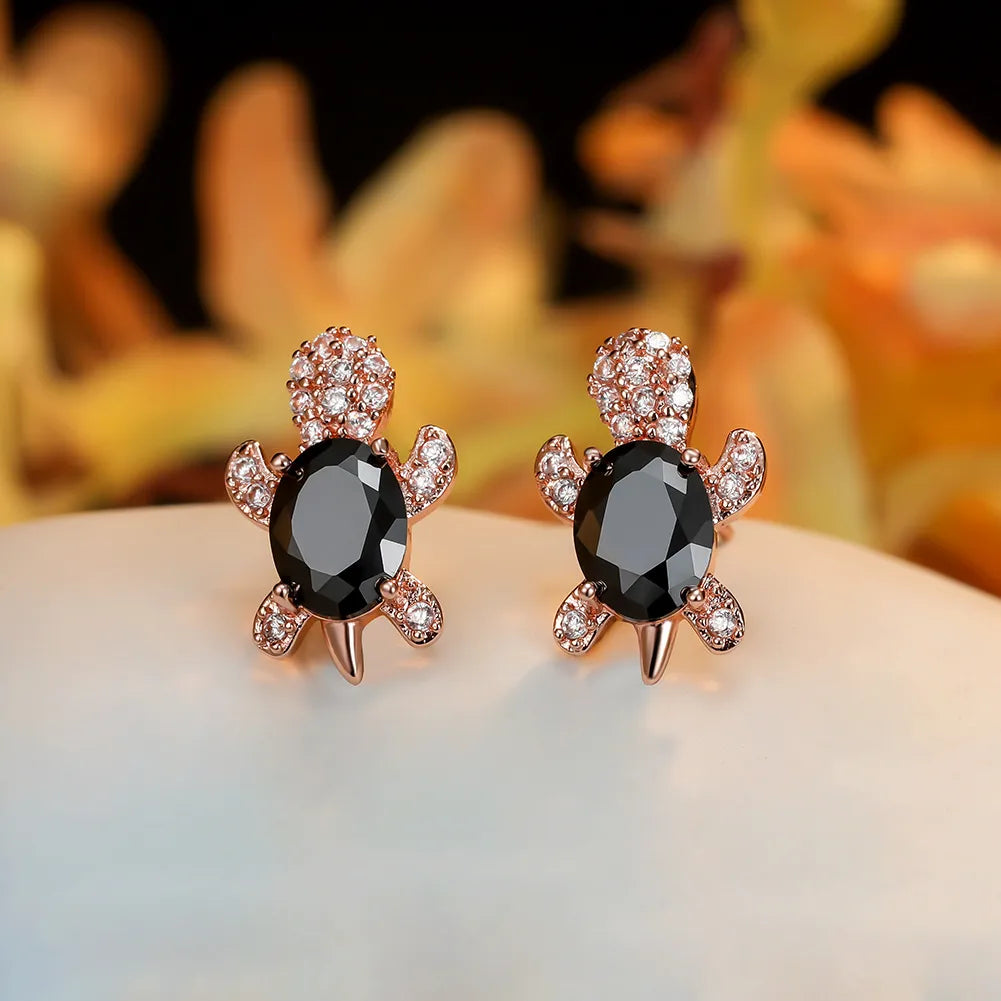 1 Pair Cute Simple Style Tortoise Plating Inlay Copper Zircon Ear Studs