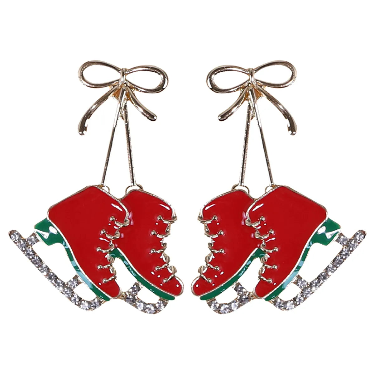 1 Pair Cute Skates Plating Inlay Alloy Diamond Gold Plated Drop Earrings