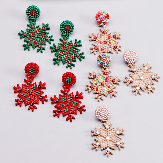 1 Pair Cute Snowflake Plating Alloy Drop Earrings