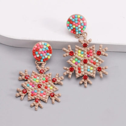 1 Pair Cute Snowflake Plating Alloy Drop Earrings