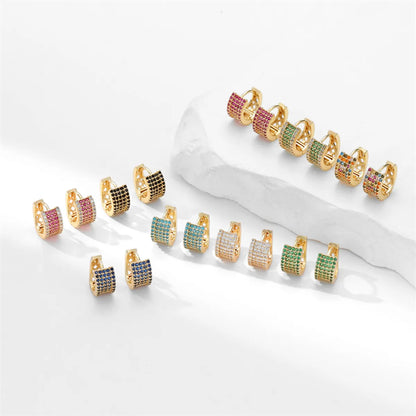 1 Pair Cute Solid Color Plating Inlay Copper Zircon Gold Plated Earrings