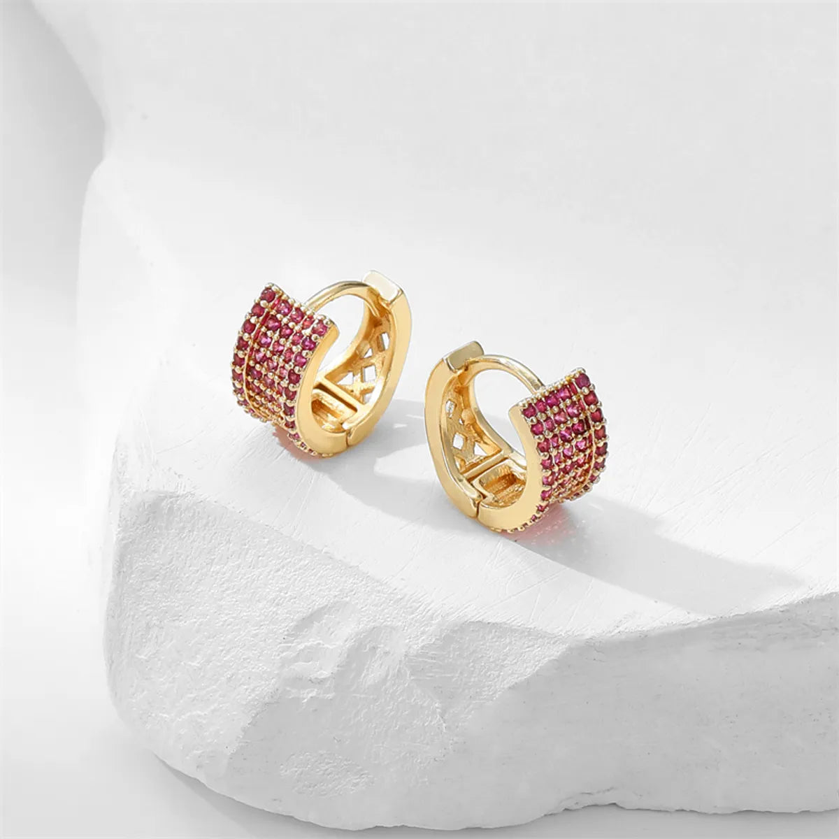 1 Pair Cute Solid Color Plating Inlay Copper Zircon Gold Plated Earrings