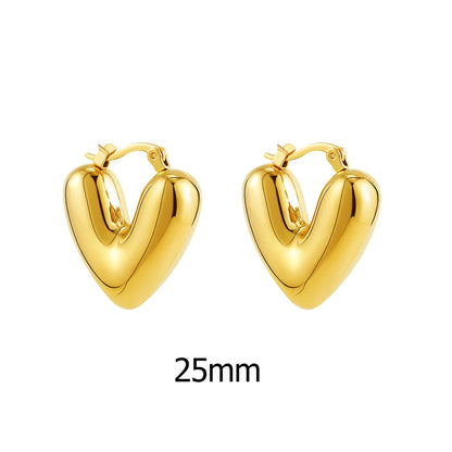 1 Pair Cute Solid Color Shiny Heart Shape Inlay 304 Stainless Steel Copper Pearl Ear Studs