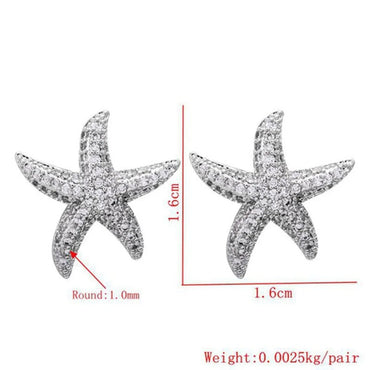 1 Pair Cute Starfish Plating Inlay Copper Zircon White Gold Plated Ear Studs