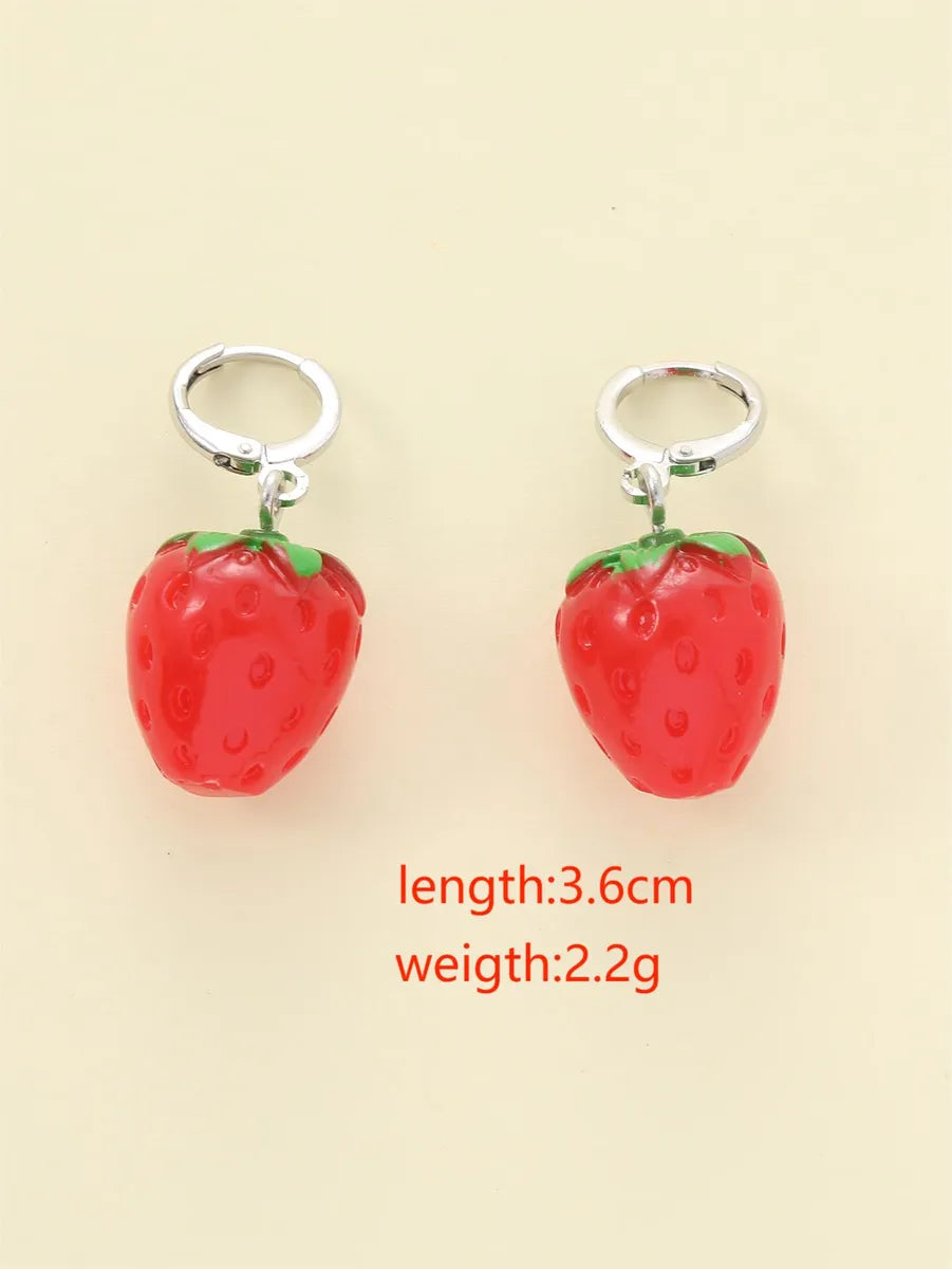 1 Pair Cute Strawberry Resin Drop Earrings