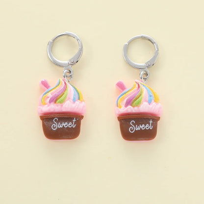 1 Pair Cute Streetwear Ice Cream Letter Resin Drop Earrings