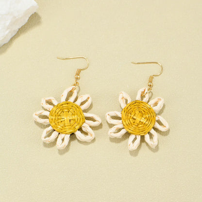 1 Pair Cute Sunflower Plastic Drop Earrings