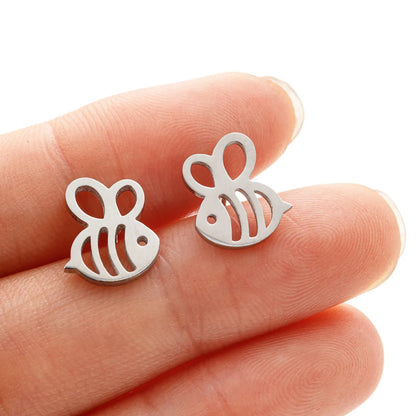 1 Pair Cute Sweet Animal Polishing Plating 304 Stainless Steel 18K Gold Plated Ear Studs