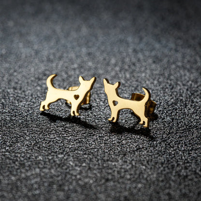 1 Pair Cute Sweet Animal Polishing Plating 304 Stainless Steel 18K Gold Plated Ear Studs