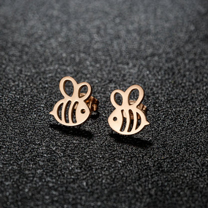 1 Pair Cute Sweet Animal Polishing Plating 304 Stainless Steel 18K Gold Plated Ear Studs