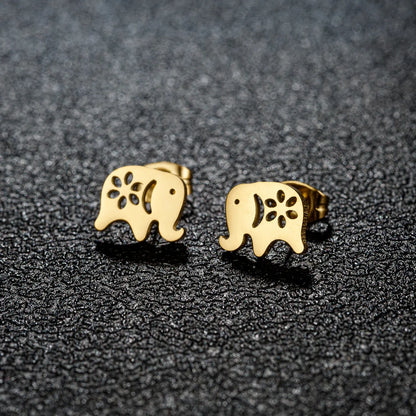 1 Pair Cute Sweet Animal Polishing Plating 304 Stainless Steel 18K Gold Plated Ear Studs