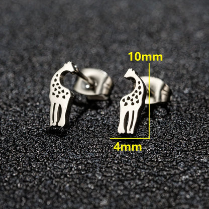 1 Pair Cute Sweet Animal Polishing Plating 304 Stainless Steel 18K Gold Plated Ear Studs