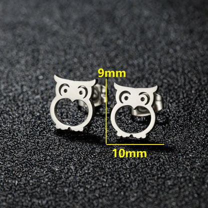 1 Pair Cute Sweet Animal Polishing Plating 304 Stainless Steel 18K Gold Plated Ear Studs