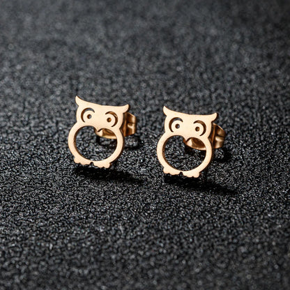 1 Pair Cute Sweet Animal Polishing Plating 304 Stainless Steel 18K Gold Plated Ear Studs