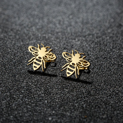 1 Pair Cute Sweet Animal Polishing Plating 304 Stainless Steel 18K Gold Plated Ear Studs