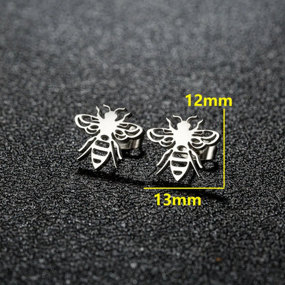 1 Pair Cute Sweet Animal Polishing Plating 304 Stainless Steel 18K Gold Plated Ear Studs