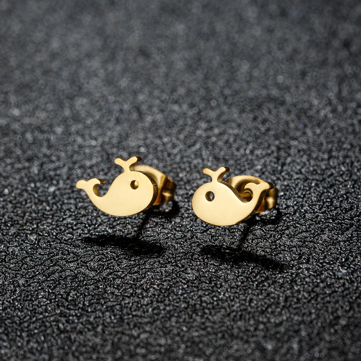 1 Pair Cute Sweet Animal Polishing Plating 304 Stainless Steel 18K Gold Plated Ear Studs