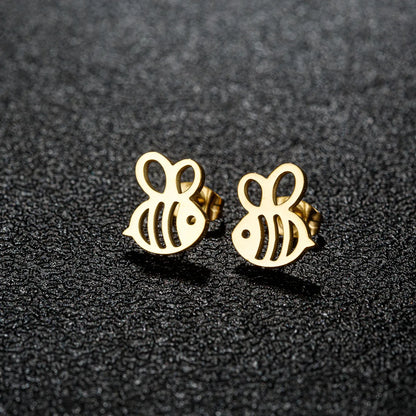 1 Pair Cute Sweet Animal Polishing Plating 304 Stainless Steel 18K Gold Plated Ear Studs