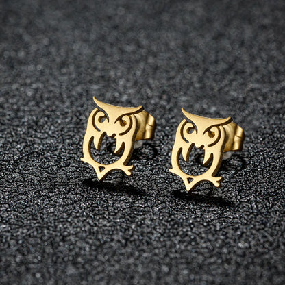 1 Pair Cute Sweet Animal Polishing Plating 304 Stainless Steel 18K Gold Plated Ear Studs