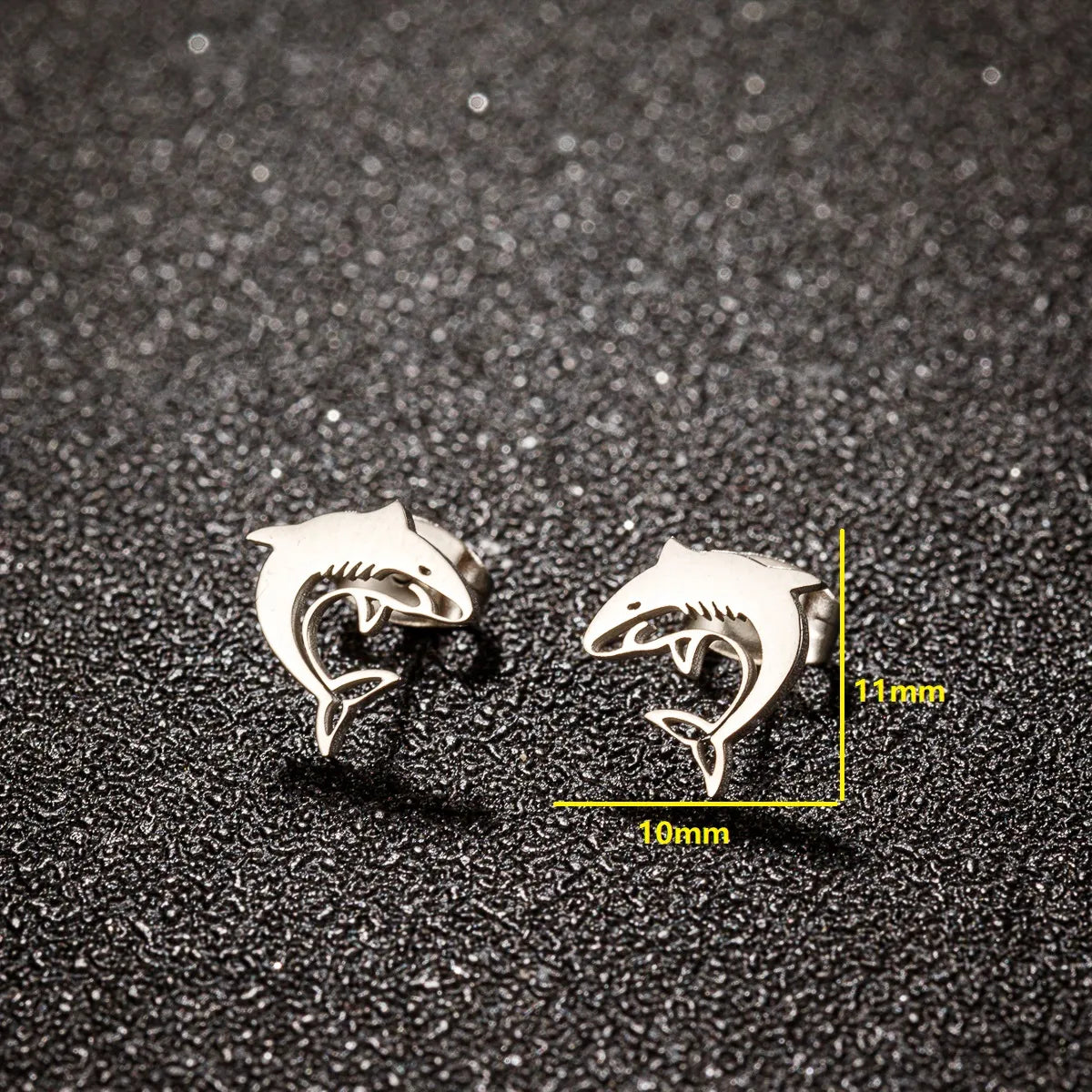 1 Pair Cute Sweet Animal Shark Polishing Plating 304 Stainless Steel 18K Gold Plated Ear Studs