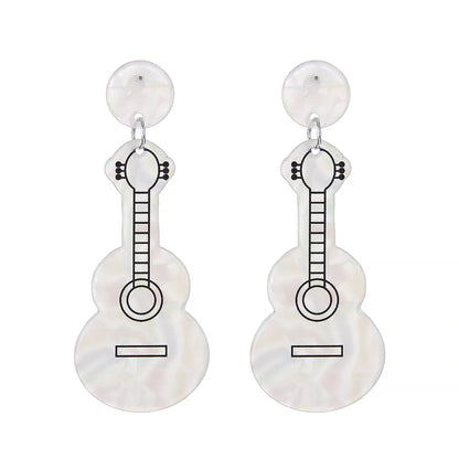 1 Pair Cute Sweet Artistic Guitar Polishing Arylic Drop Earrings