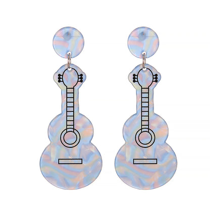 1 Pair Cute Sweet Artistic Guitar Polishing Arylic Drop Earrings