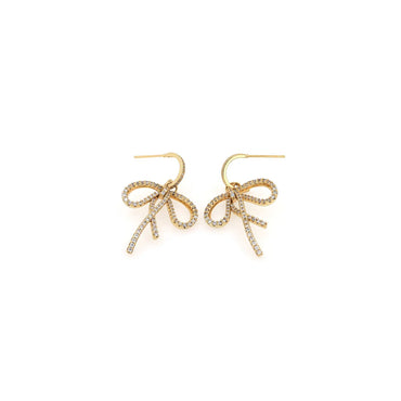 1 Pair Cute Sweet Bow Knot Copper 18K Gold Plated Ear Studs